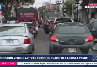 Chorrillos: Congestionamiento vehicular por desvíos tras cierre de un tramo de la Costa Verde