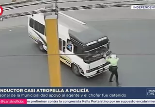 Independencia: Chofer de cúster casi atropella a policía para no ser intervenido