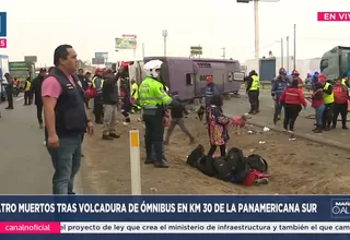 Lurín: Cuatro muertos tras volcadura de bus en la Panamericana Sur