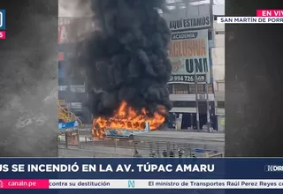 San Martín de Porres: Bus de transporte público se incendió en avenida Túpac Amaru