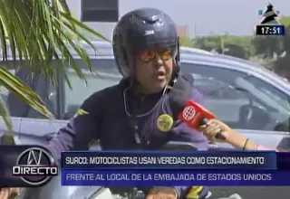 Surco: motociclistas estacionan en veredas y pistas pese a normas